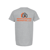 Reinvigorated Properties, LLC Gray with Neon Orange T Shirt V1