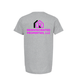 Reinvigorated Properties, LLC Gray with Neon Pink T Shirt V1